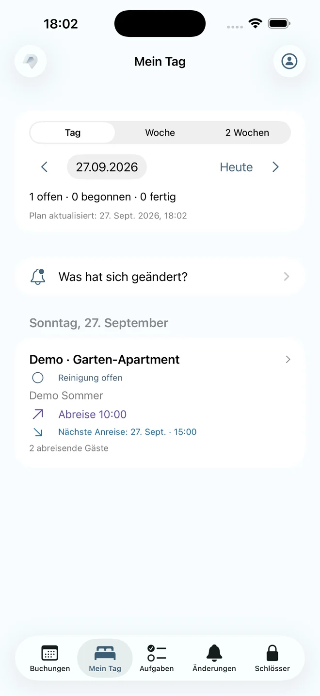 Mein Tag: anstehende Reinigung mit Abreise und nächster Anreise